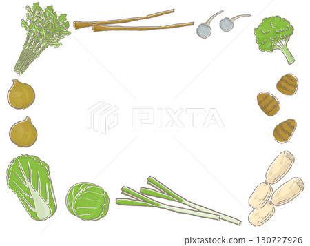 可愛的蔬菜框架插圖 130727926