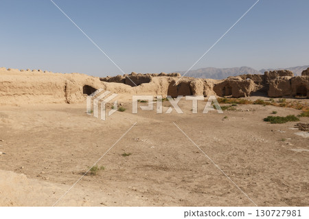 Ancient mud brick ruins in the desert landscape of Balkh Province in northern Afghanistan Ancient mud brick ruins in the desert landscape of Balkh Province in northern Afghanistan 130727981