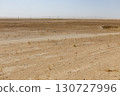 Dry desert landscape with a dirt road and power pylons in Jowzjan Province of Afghanistan 130727996