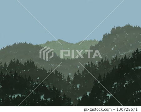 山與樹的風景插圖 山與樹的風景插圖 130728671