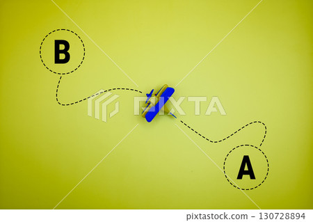 Traveling from point A to point B, travel destination rout planning concept Traveling from point A to point B, travel destination rout planning concept 130728894