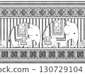 Line drawing of an elephant family on a white background. Line drawing of an elephant family on a white background. 130729104