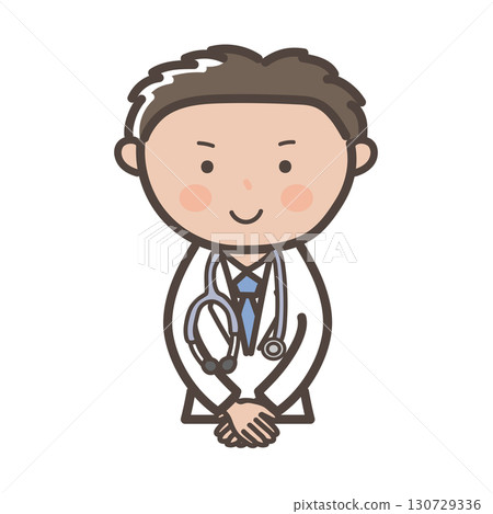 Upper body illustration of a male doctor greeting in a customer service pose 130729336