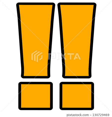 Illustration of a golden yellow exclamation mark (square, thick, two in a row) | Exclamation mark/emphasis icon material 130729469