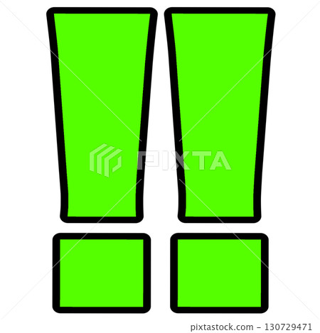 綠色感嘆號插圖（方形、粗、連續兩個）|通知、強調、安全圖示素材 130729471