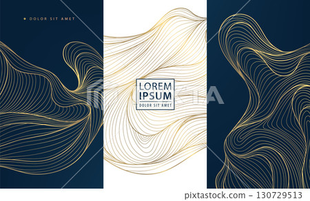 Luxury abstract vector background, gold and black liquid patterns, elegant lines, marble textures, modern Asian design. Premium cards, wedding invitations, fashion posters 130729513