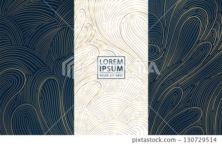 Luxury abstract vector background, gold and black liquid patterns, elegant lines, marble textures, modern Asian design. Premium cards, wedding invitations, fashion posters 130729514