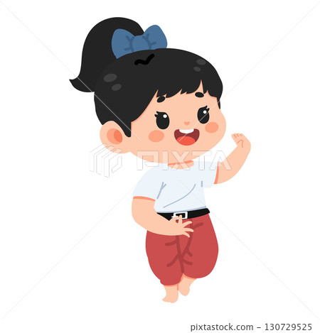 Illustration of a Girl in Traditional Thai Outfit 130729525