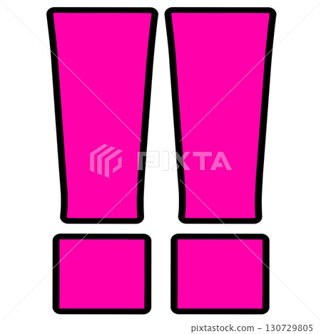 Vivid pink exclamation mark icons (square, two) | Attention, warning, pop design material 130729805