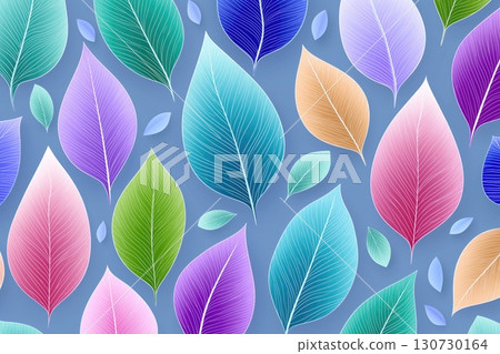 Colorful leaves pattern creating a vibrant nature background 130730164