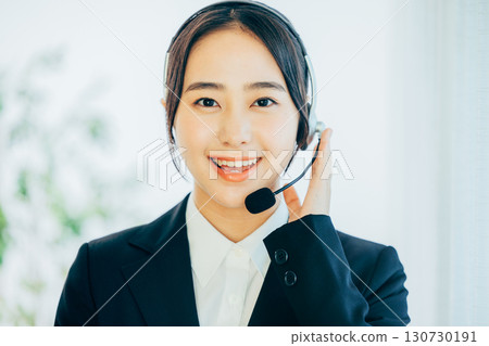 Female operator with white background Female operator with white background 130730191