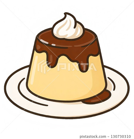 Cute hand-drawn pudding illustration 130730310