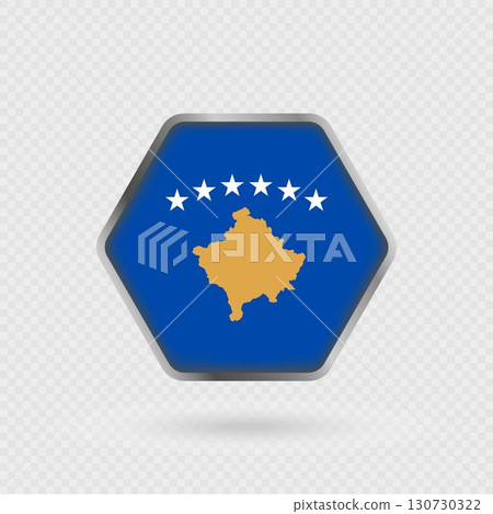 Kosovo flag in a hexagon frame. 130730322