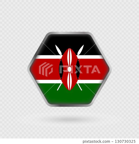 Kenya flag in a hexagon frame. 130730325
