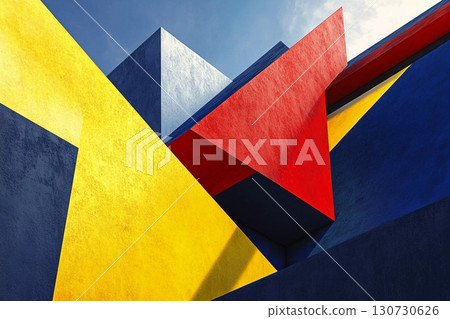 Dynamic Interplay of Shapes and Colors in Bauhaus-inspired Abstraction Generative AI 130730626