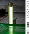 Fluorescent Tube Light Fixture at Construction Walkway. 130730675