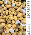 Fresh Potatoes pile at Market Stall. 130730676