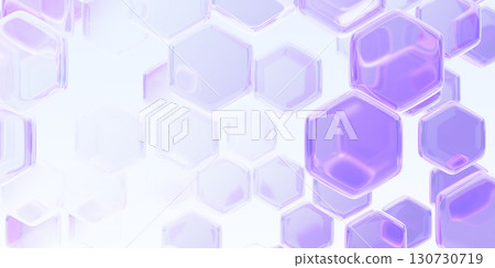 Purple glass hexagon pattern. Abstract geometric 3d background with crystal light holographic polygon shapes. Futuristic sci fi hex game shield. Digital tech bg with honeycomb cells. 3D illustration Purple glass hexagon pattern. Abstract geometric 3d background with crystal light holographic polygon shapes. Futuristic sci fi hex game shield. Digital tech bg with honeycomb cells. 3D illustration 130730719