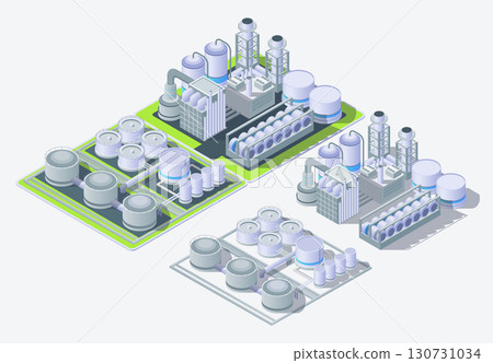 Cartoon Petrochemical Plant and Tank Farm with Separate Set Industrial Energy Building Concept 3d Isometric. Vector illustration Cartoon Petrochemical Plant and Tank Farm with Separate Set Industrial Energy Building Concept 3d Isometric. Vector illustration 130731034