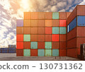 cargo containers stacked in industrial container yards for logistic import export business. 130731362