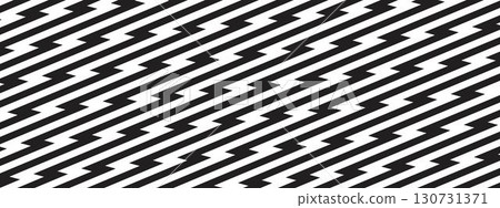 Repeating zigzag lines print with optical illusion effect. Thunder bolt background. Electric power, thunder bolt or flash light pattern. Shock or surprise cartoon print. Vector graphic illustration Repeating zigzag lines print with optical illusion effect. Thunder bolt background. Electric power, thunder bolt or flash light pattern. Shock or surprise cartoon print. Vector graphic illustration 130731371