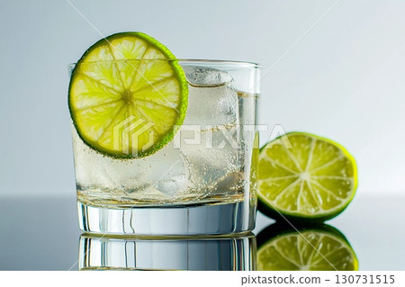 Refreshing Cocktail Garnished With a Vibrant Lime Slice at a Stylish Bar Generative AI 130731515