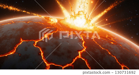 Image of a destroyed planet - AI-generated image 130731692