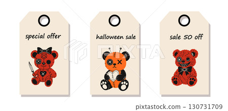 Discount Price Tags with Set of creepy gothic teddy bears 130731709