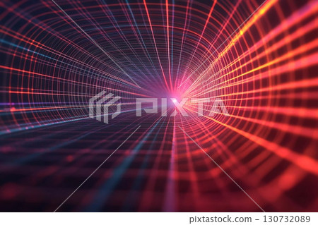Vibrant Lines Create a Dynamic Tunnel Effect in an Abstract Digital Landscape Generative AI Vibrant Lines Create a Dynamic Tunnel Effect in an Abstract Digital Landscape Generative AI 130732089