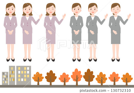 穿著西裝的婦女微笑著指著 130732310