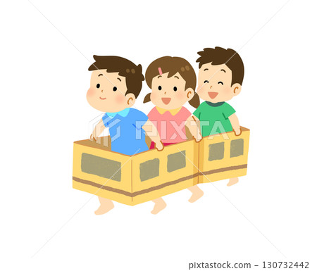 Illustration of kids playing train Illustration of kids playing train 130732442
