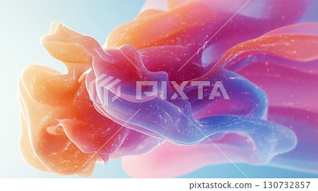 Vibrant Abstract Fluid Shapes with Dreamy Swirls in a Warm Multicolor Translucent Background 130732857