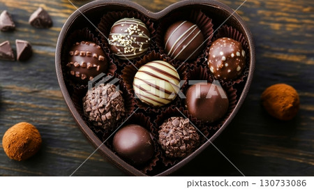 Assorted Heart-Shaped Chocolates in an Elegant Box for Valentine s Day Romantic Gift Indulgence 130733086