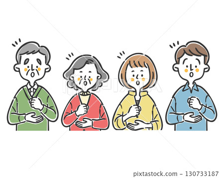 Convinced and understanding family, two generations, upper body, vector Convinced and understanding family, two generations, upper body, vector 130733187