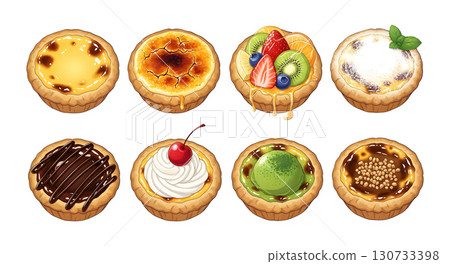 Egg tart set. illustration design 130733398