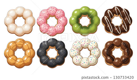 Pondering Donut set. illustration design.	 130733420