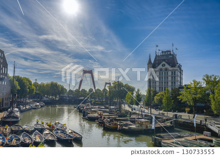 Rotterdam Netherlands - 06.09.2025, Witte Huis and Willemsbrug view from quay Rotterdam 130733555