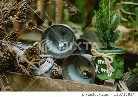 Merry christmas bells are in a basket Merry christmas bells are in a basket 130733934