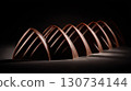 Row of chocolate truffles with a dark brown color, appear to be very close together 130734144