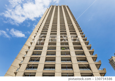 Barbican Estate Brutalist concrete tower in London, UK Barbican Estate Brutalist concrete tower in London, UK 130734386