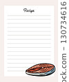 Mediterranean fish recipe template with salmon steak sketch 130734616
