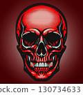 Red skeleton front view, red background 130734633