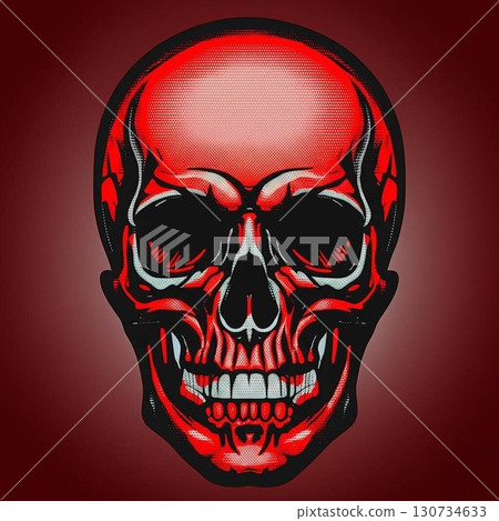 Red skeleton front view, red background Red skeleton front view, red background 130734633