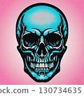 Light blue skeleton front with pink background 130734635