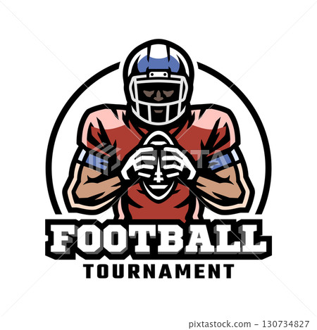 American football player with ball logo, emblem. American football player with ball logo, emblem. 130734827