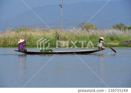 Rowboats on Inle Lake, Myanmar Rowboats on Inle Lake, Myanmar 130735249