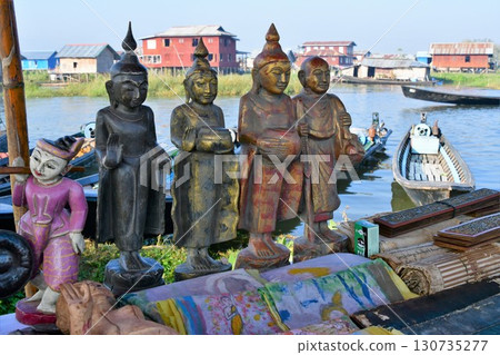 Myanmar, Inle Lake, Nam Pan Village Morning Market, Fifth-day Market, Tourist Souvenirs, Buddha Statue 130735277