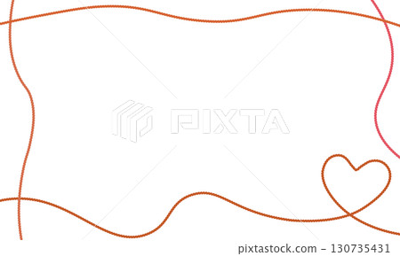 A frame with a heart shape made of red strings and crossing strings 130735431