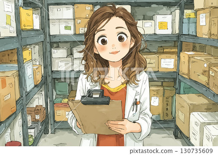 Miyu Series: Miyu inspecting goods at a pharmaceutical warehouse 130735609