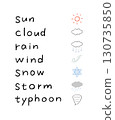 Simple weather handwritten lettering set 130735850